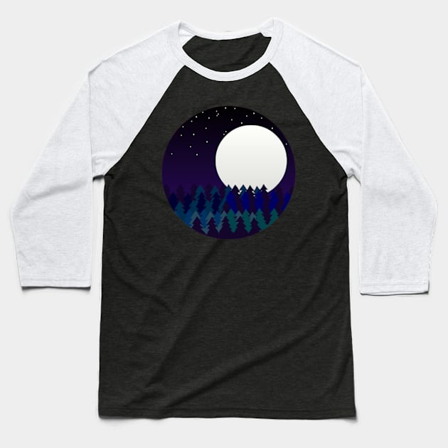 CIRCULAR LANDSCAPE WITH MOON Baseball T-Shirt by RENAN1989